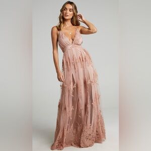 Luxxel Pink Floor-Length Dress, Size S